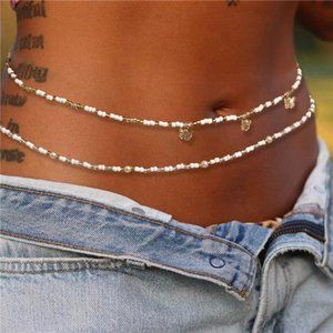 Gold Butterfly Waist Bead Belly Chain for Women